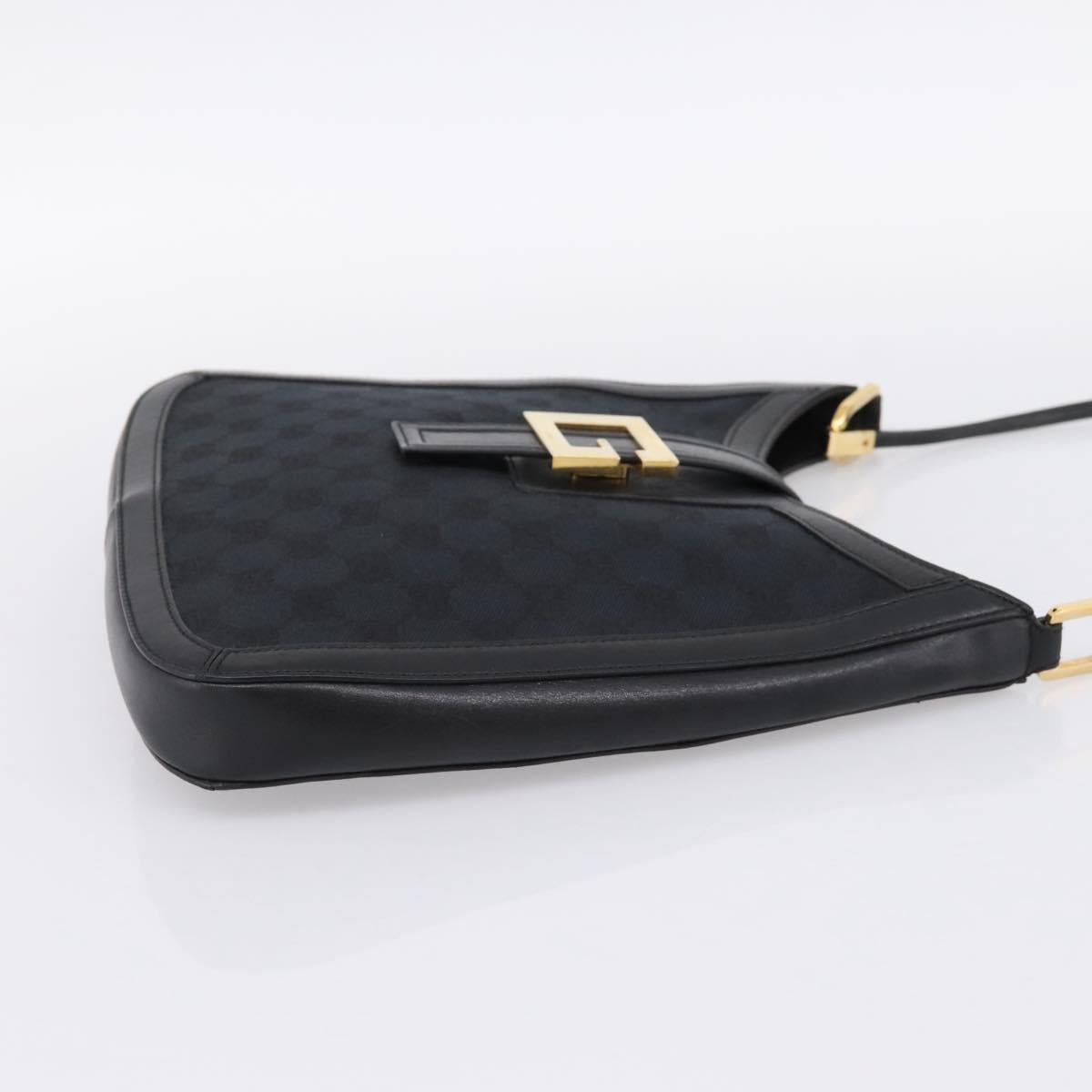 GUCCI GG Canvas Shoulder Bag Black Gold 001 4142 Auth 201947A