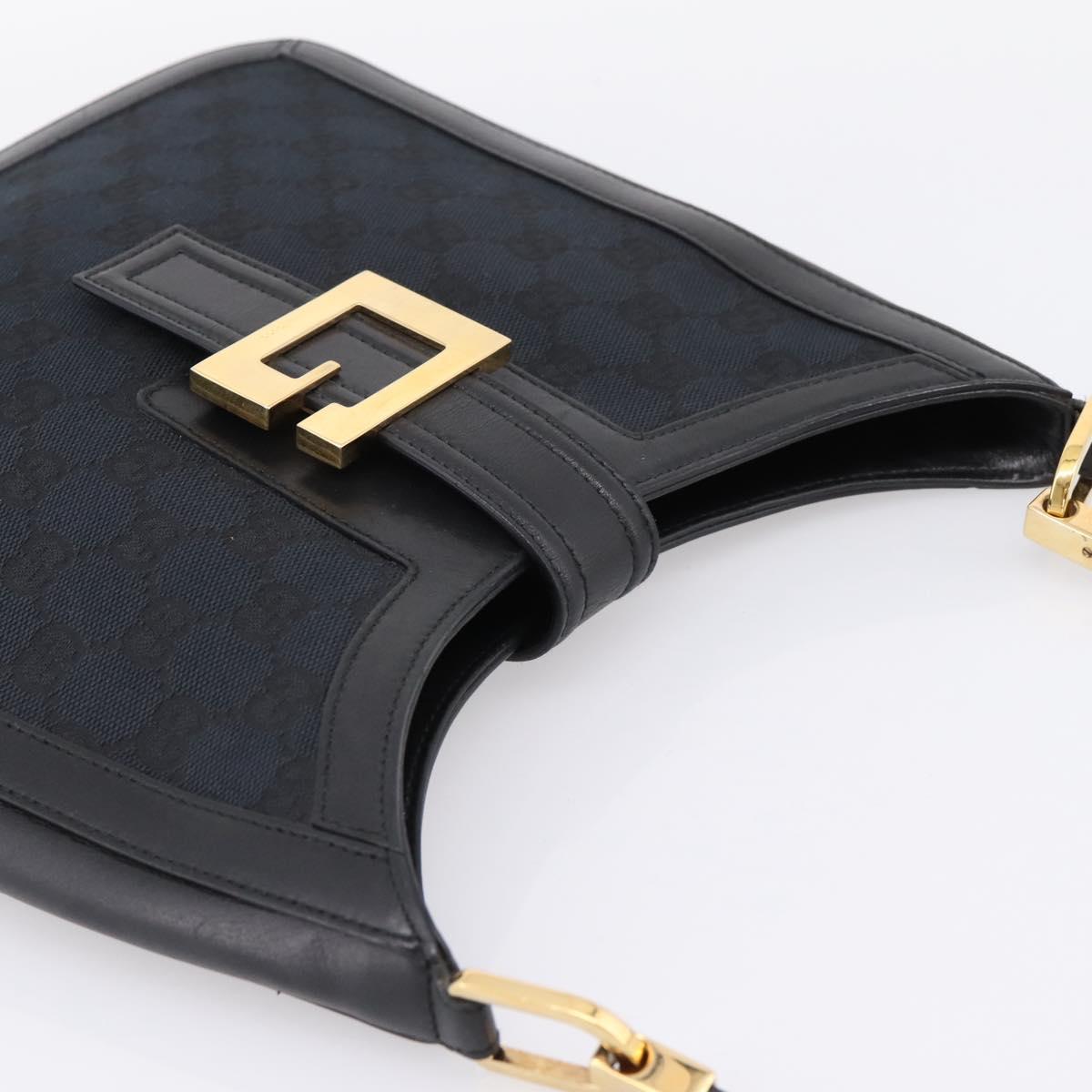 GUCCI GG Canvas Shoulder Bag Black Gold 001 4142 Auth 201947A