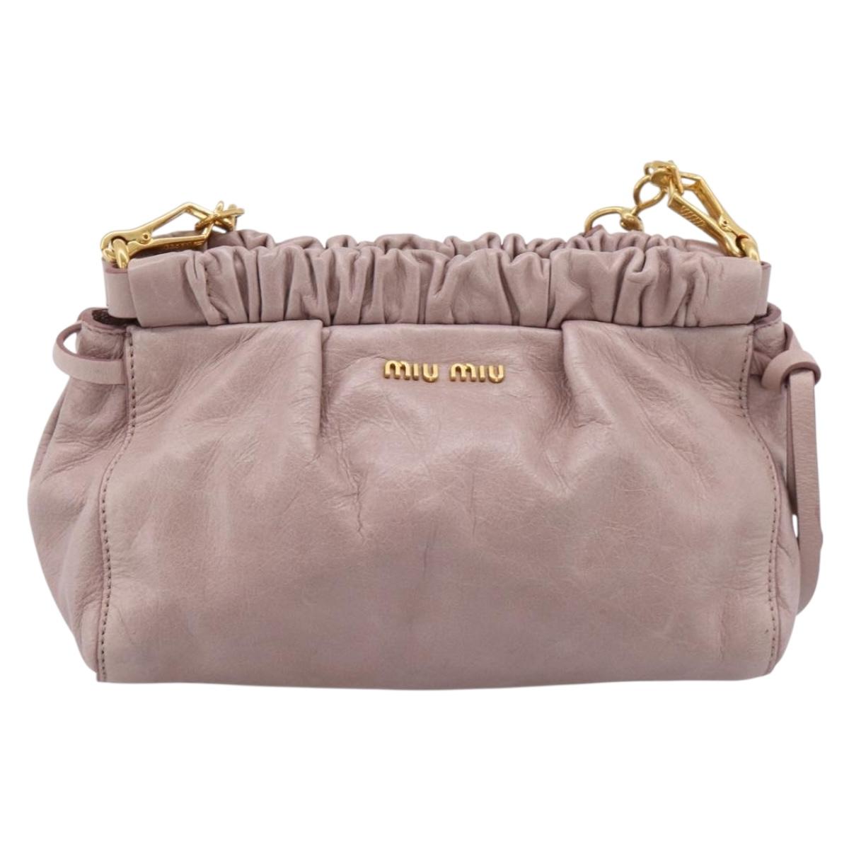 Miu Miu Shoulder Bag Vitellolux Purple Gold Auth 201949A