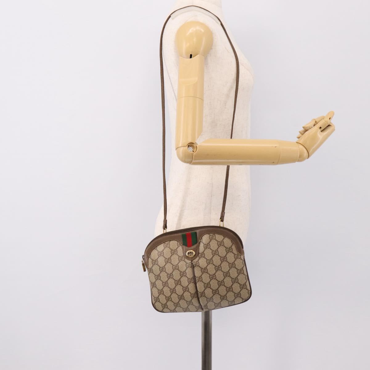 GUCCI GG Supreme Web Sherry Line Bag PVC Beige Gold 904 02 047 Auth 201950