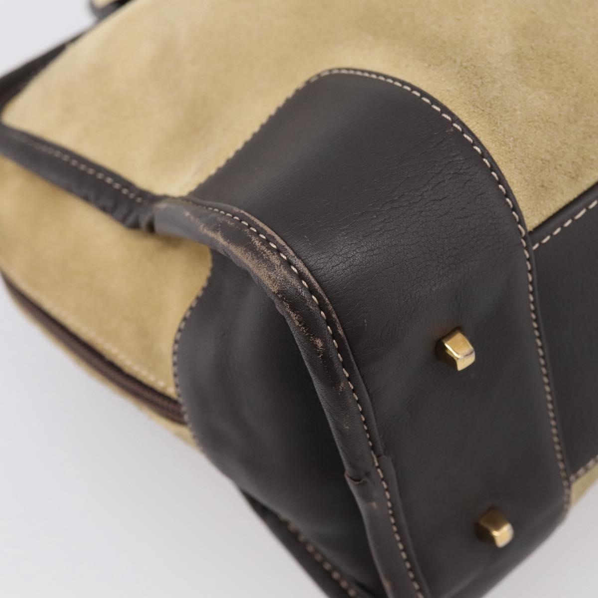 LOEWE Amazona 28 Hand Bag Suede Beige Gold Auth 201951