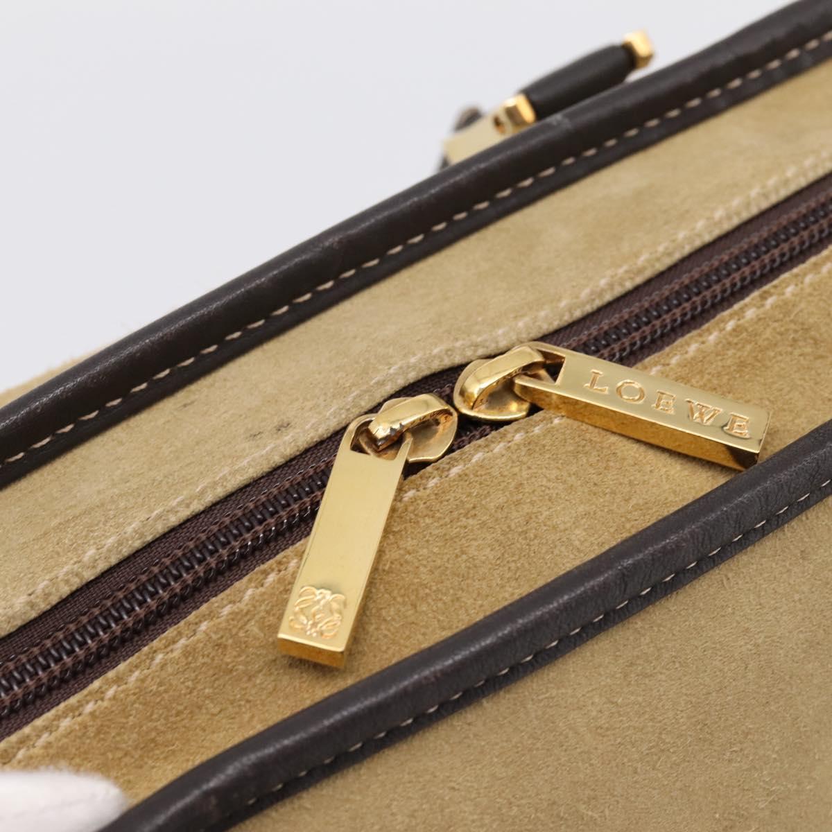 LOEWE Amazona 28 Hand Bag Suede Beige Gold Auth 201951