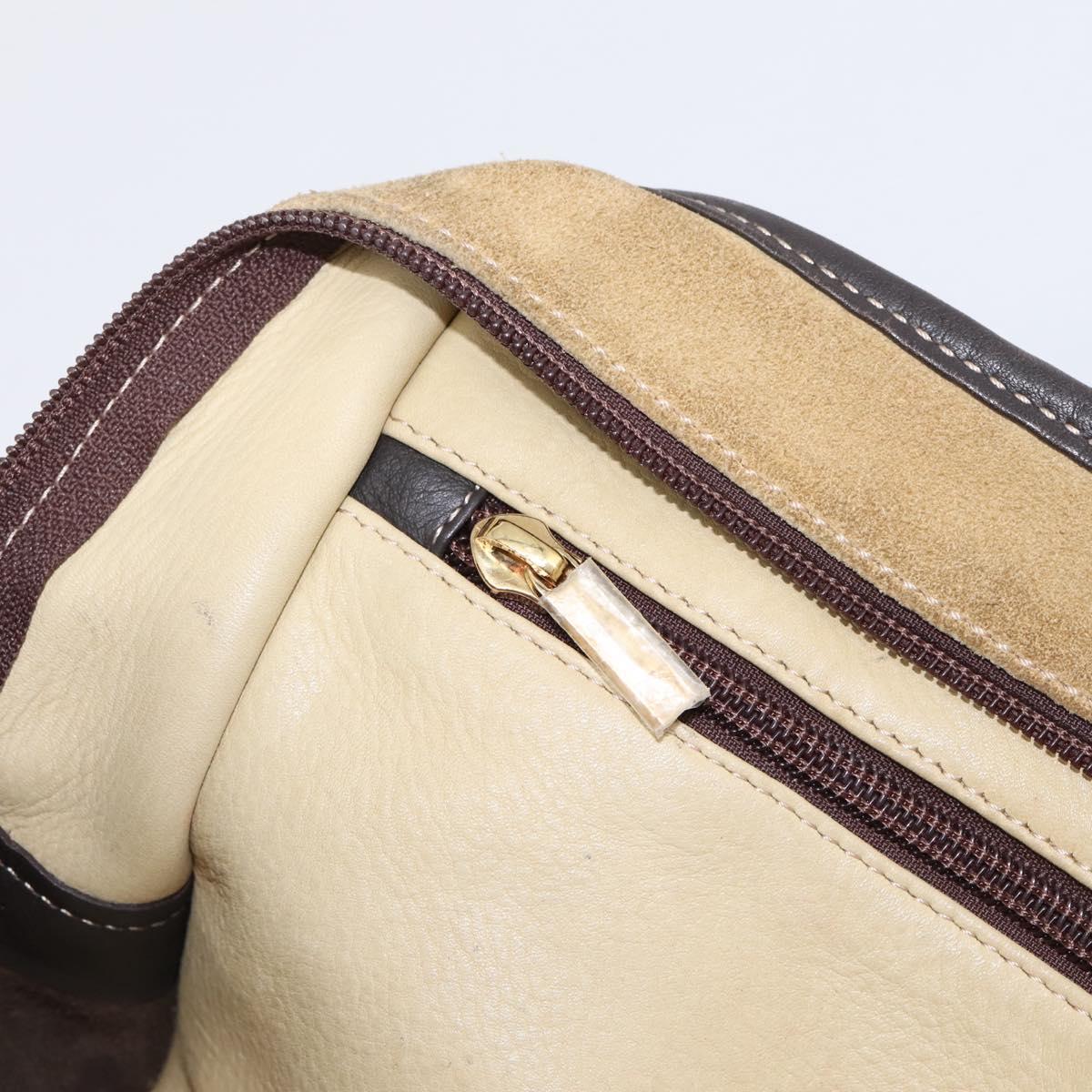 LOEWE Amazona 28 Hand Bag Suede Beige Gold Auth 201951