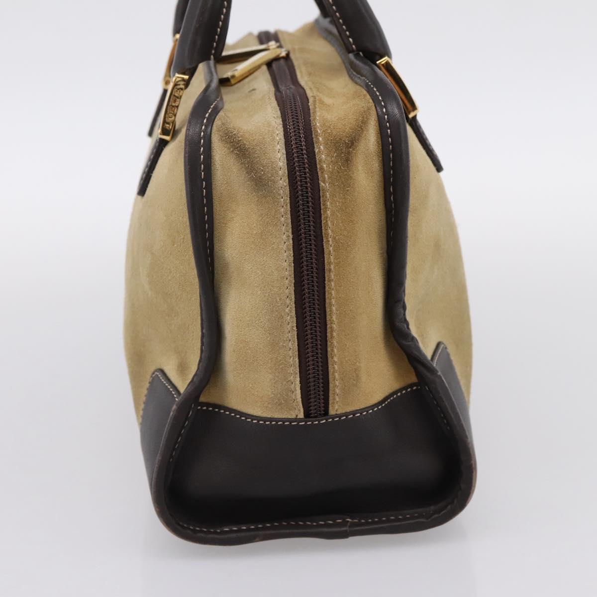 LOEWE Amazona 28 Hand Bag Suede Beige Gold Auth 201951