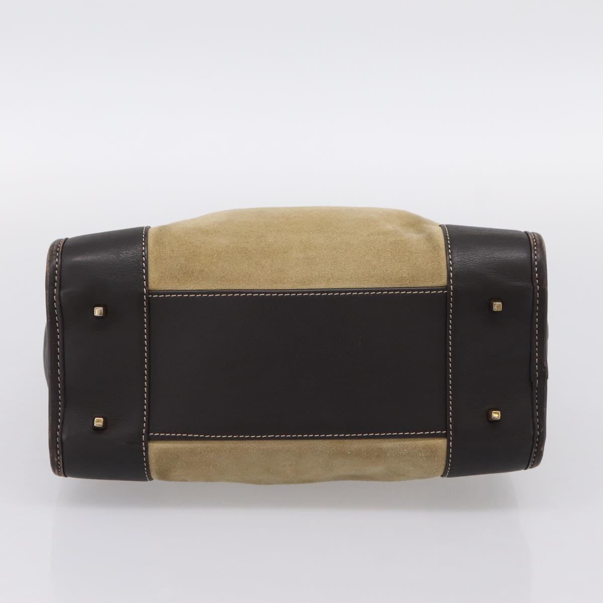 LOEWE Amazona 28 Hand Bag Suede Beige Gold Auth 201951