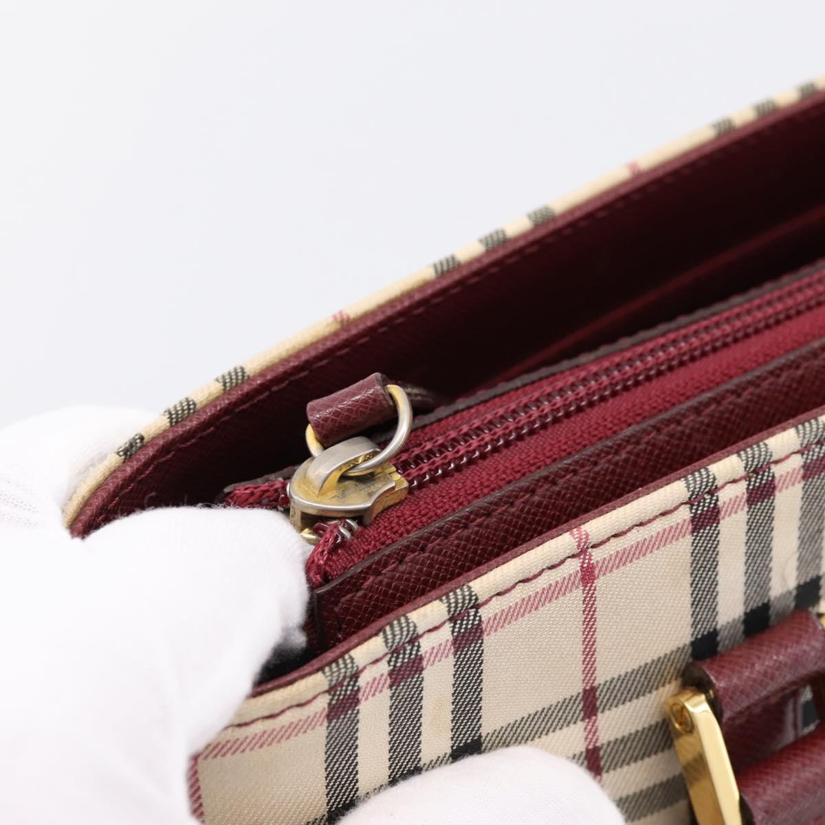 BURBERRY Nova Check Tote Bag Canvas Beige Gold Auth 201953