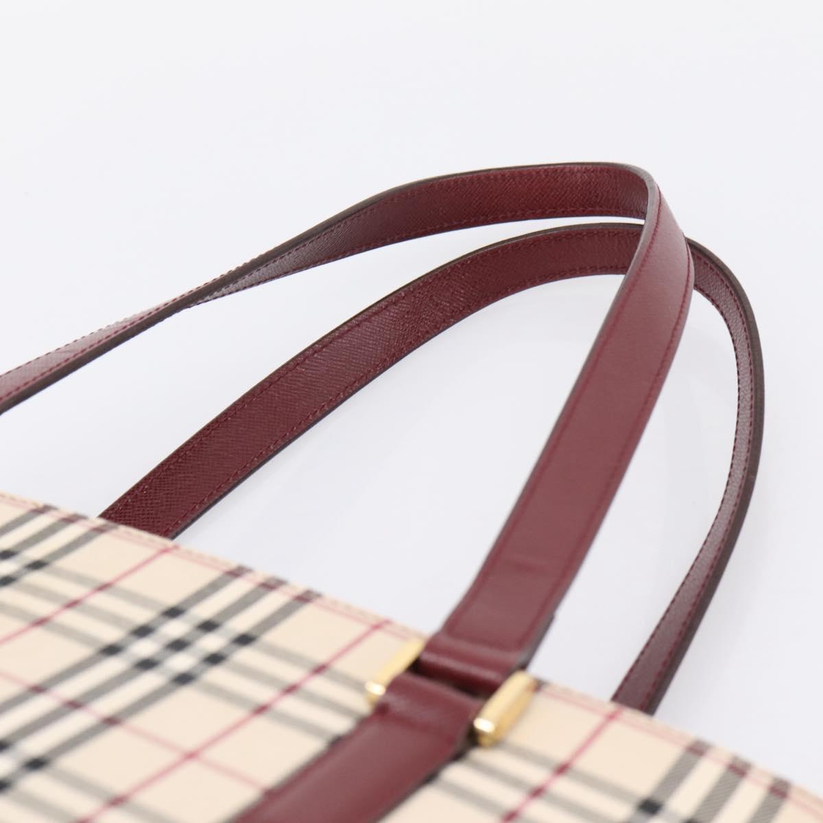 BURBERRY Nova Check Tote Bag Canvas Beige Gold Auth 201953