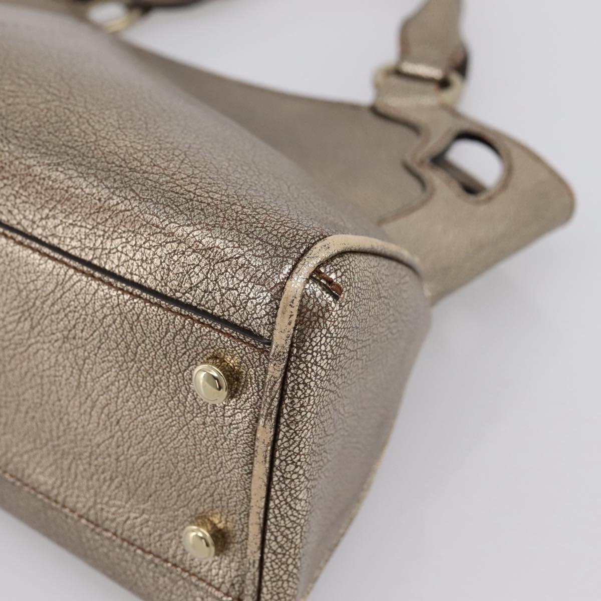 CARTIER Marcello Hand Bag Leather Gold Auth 201954