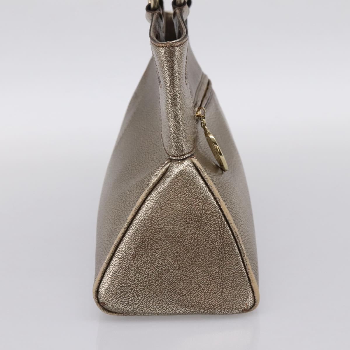CARTIER Marcello Hand Bag Leather Gold Auth 201954