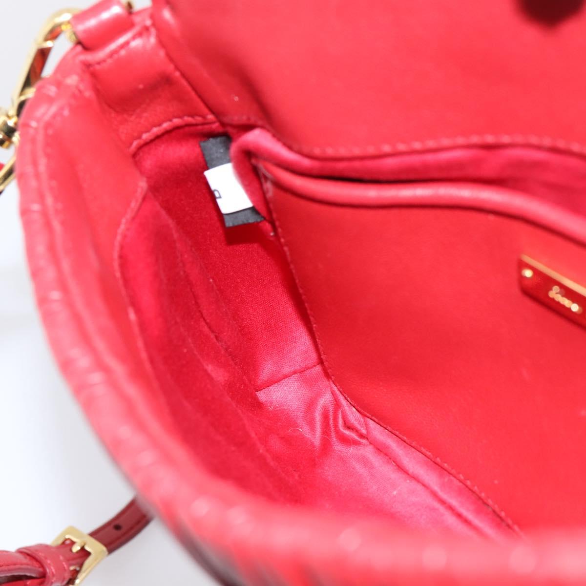 Miu Miu Matelasse Shoulder Bag Leather Red Gold Auth 201956