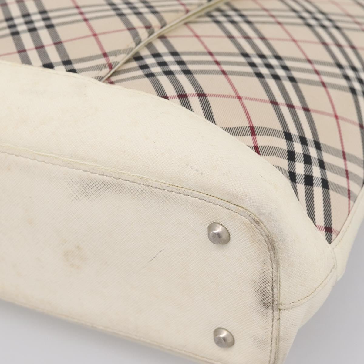 BURBERRY Nova Check Tote Bag Canvas Ivory Silver Auth 201961