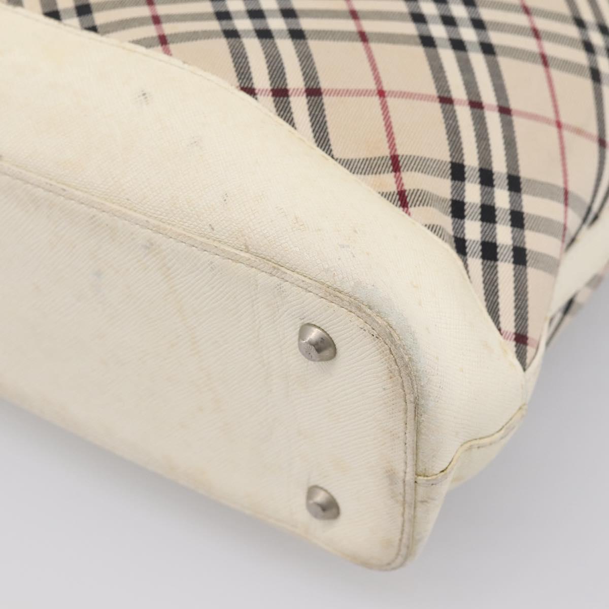 BURBERRY Nova Check Tote Bag Canvas Ivory Silver Auth 201961