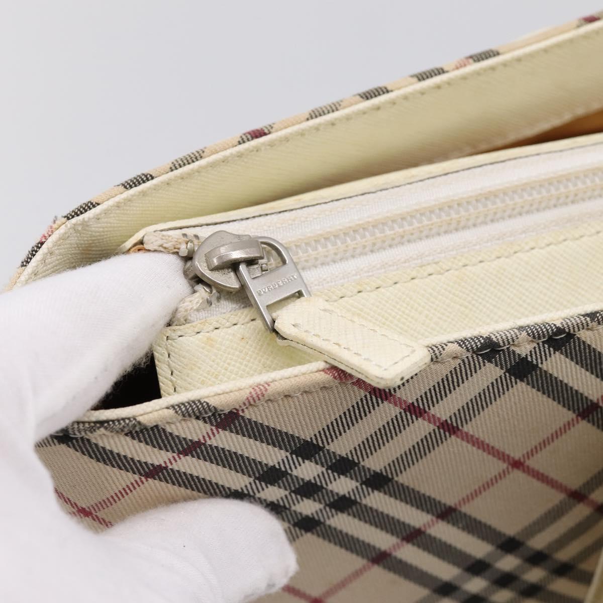 BURBERRY Nova Check Tote Bag Canvas Ivory Silver Auth 201961