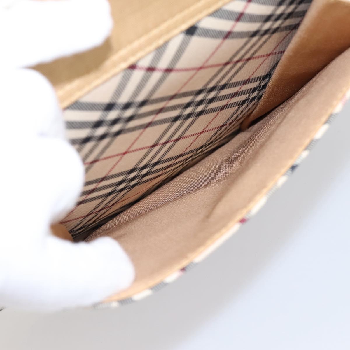 BURBERRY Nova Check Tote Bag Canvas Ivory Silver Auth 201961