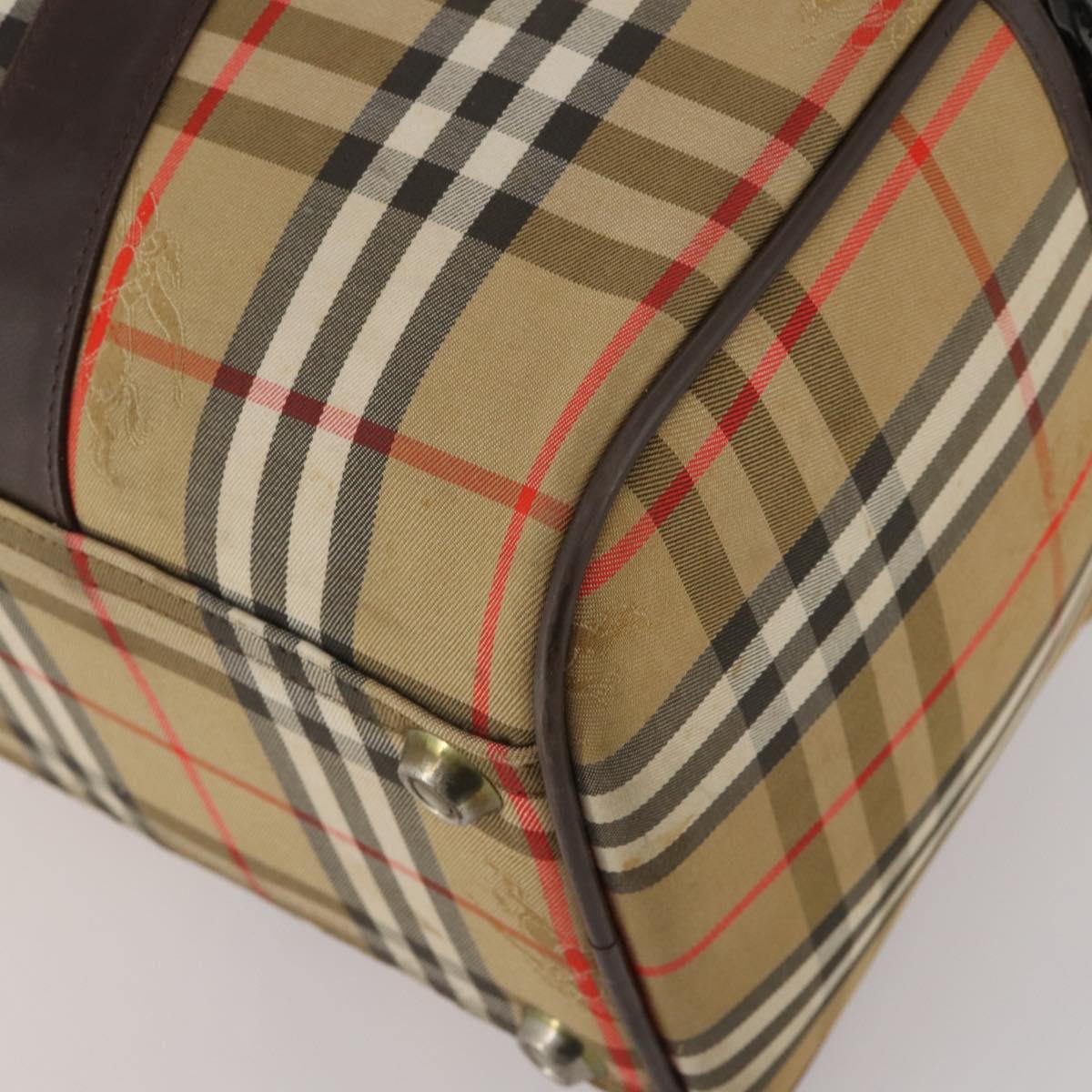 Burberrys Nova Check Boston Bag Canvas Beige Gold Auth 201962