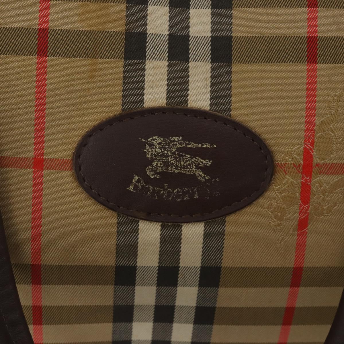 Burberrys Nova Check Boston Bag Canvas Beige Gold Auth 201962