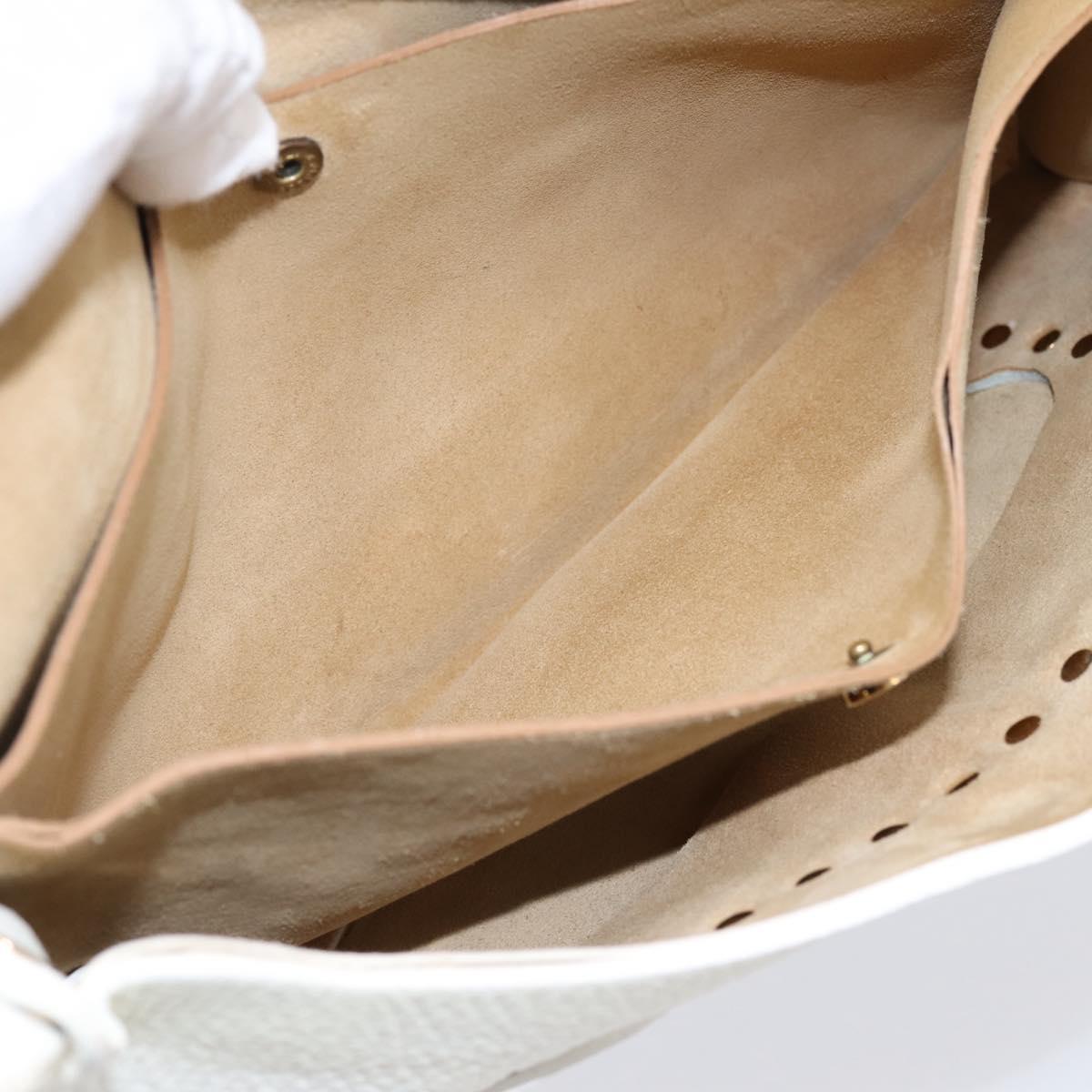 CELINE Shoulder Bag Leather Gold White Auth 201963
