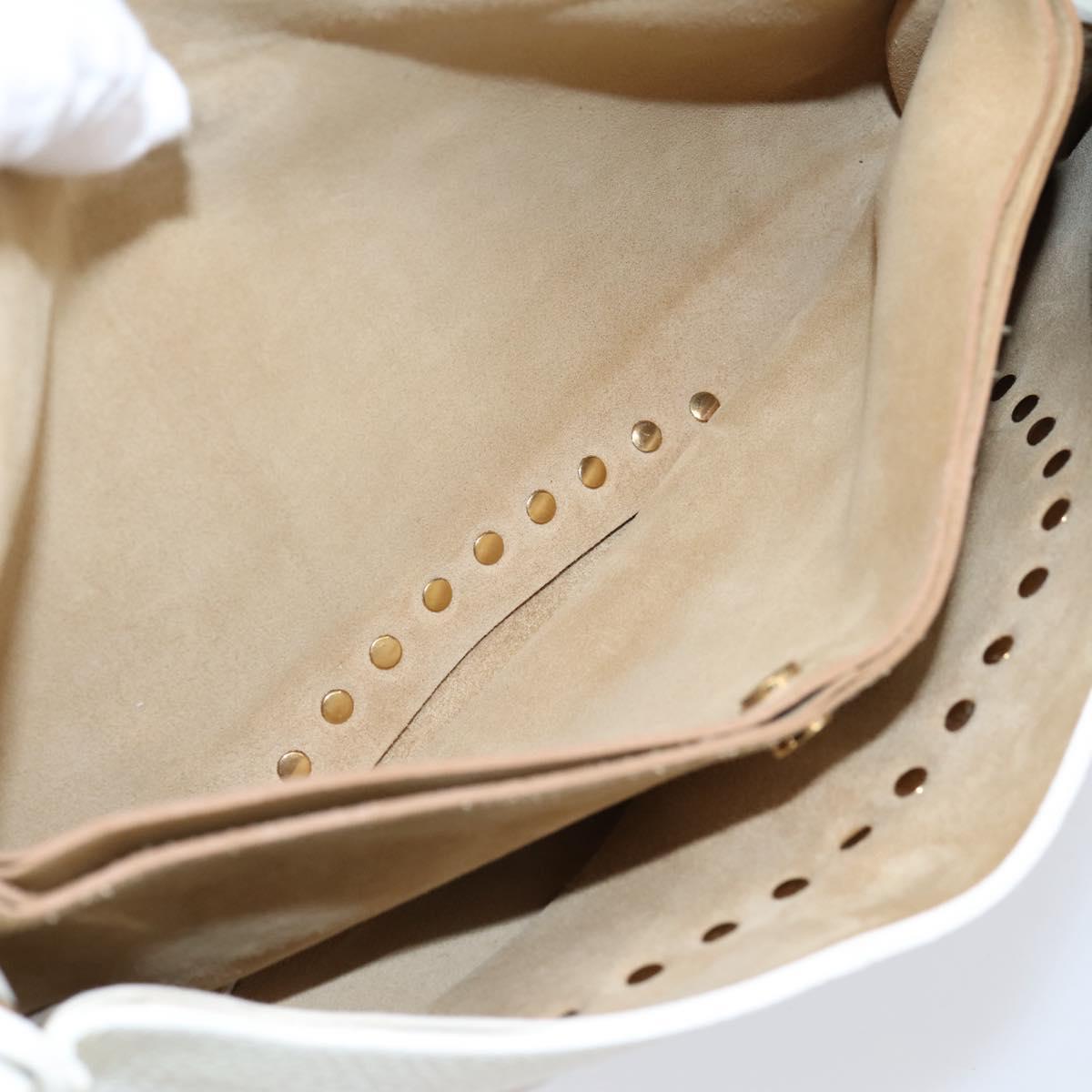 CELINE Shoulder Bag Leather Gold White Auth 201963