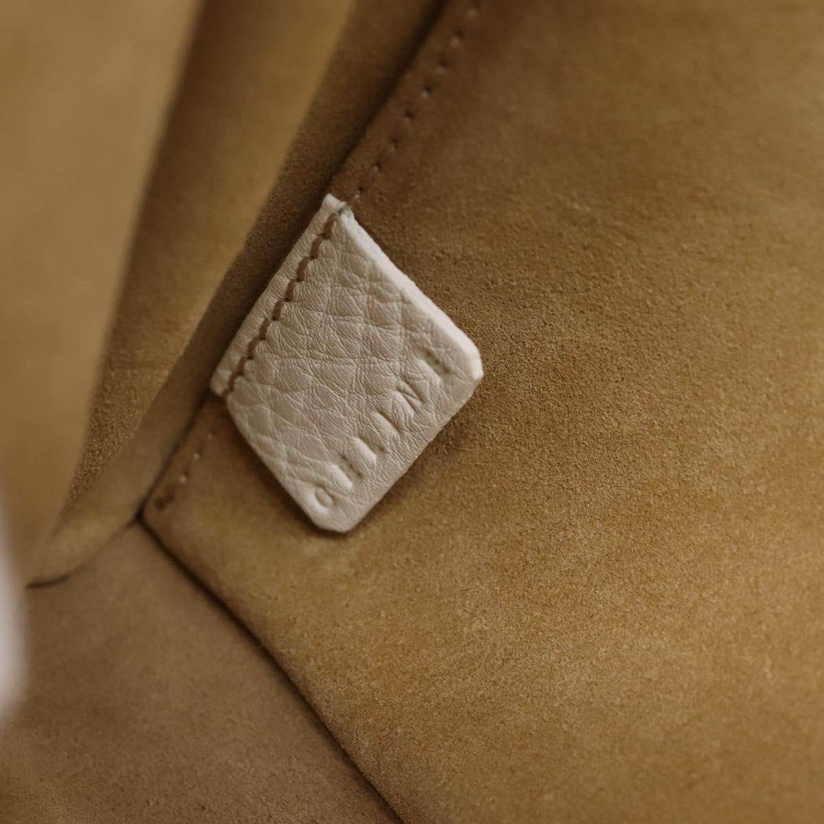 CELINE Shoulder Bag Leather Gold White Auth 201963