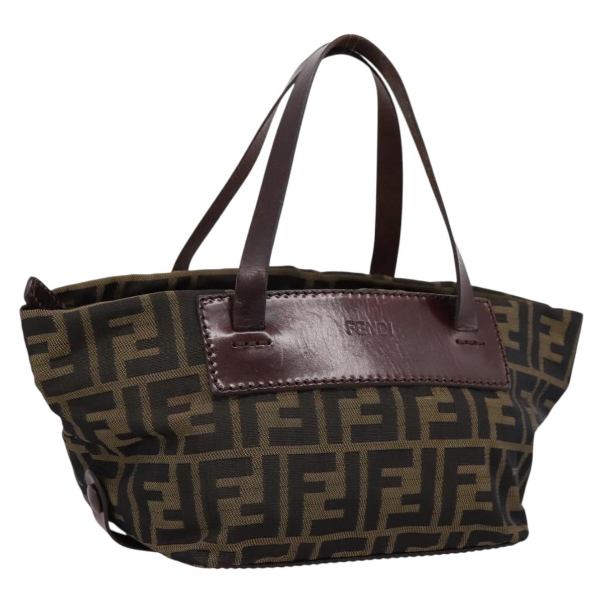 FENDI Zucca Canvas Hand Bag Black Brown Auth 201964