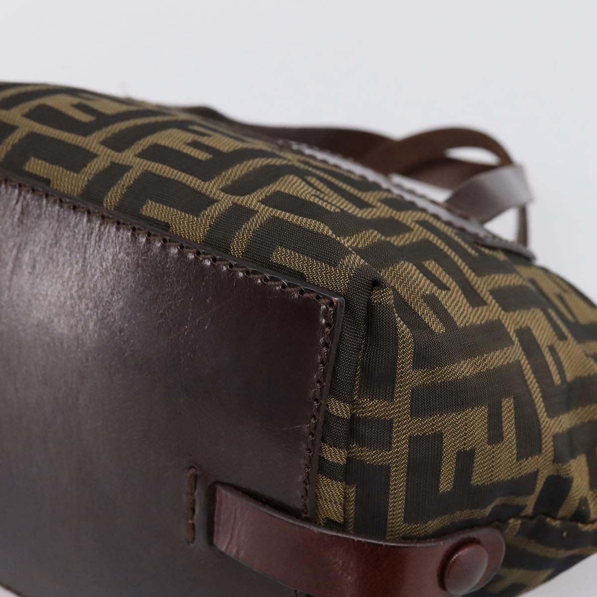 FENDI Zucca Canvas Hand Bag Black Brown Auth 201964