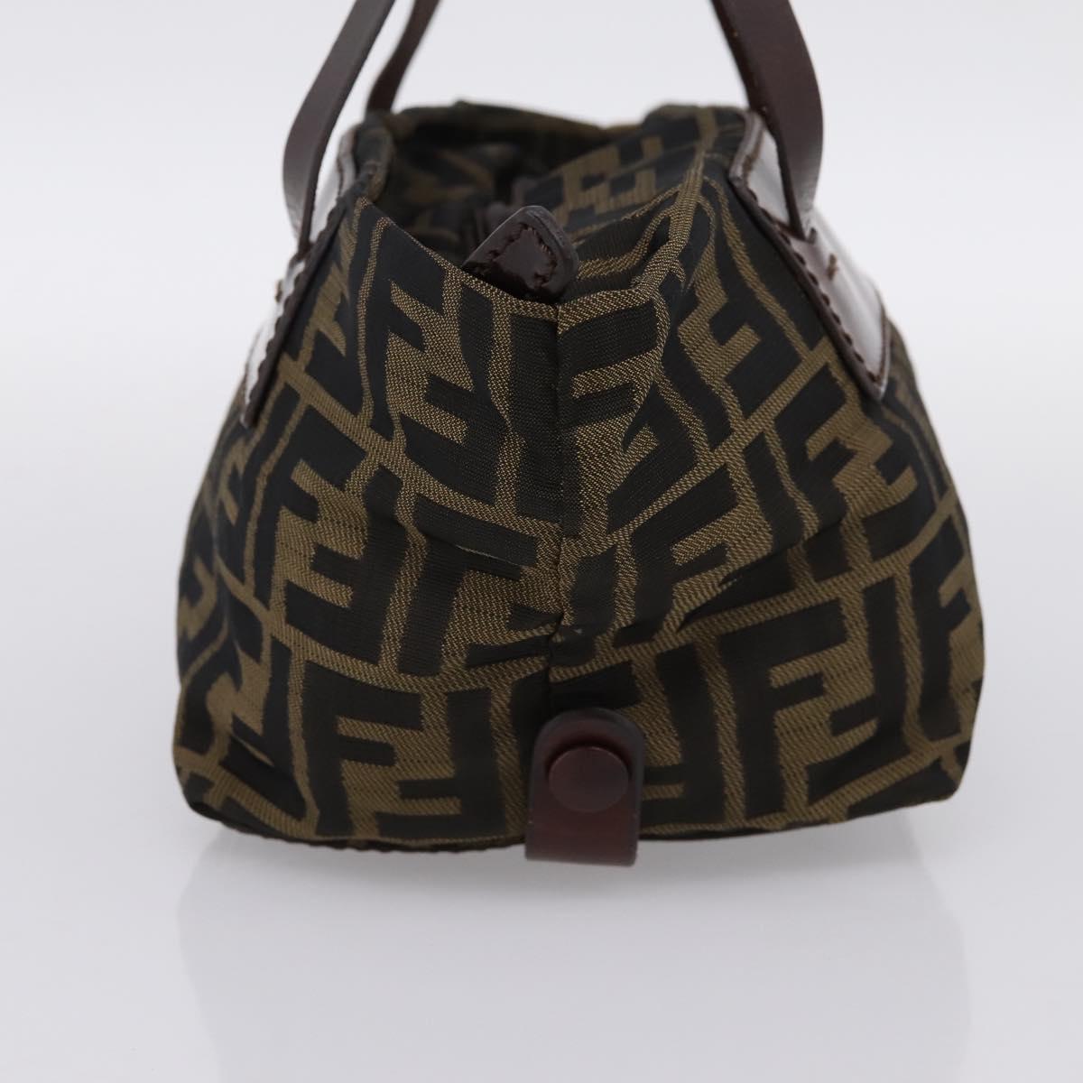 FENDI Zucca Canvas Hand Bag Black Brown Auth 201964