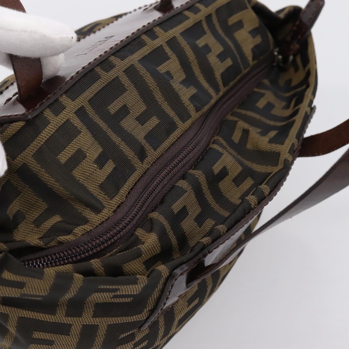 FENDI Zucca Canvas Hand Bag Black Brown Auth 201964
