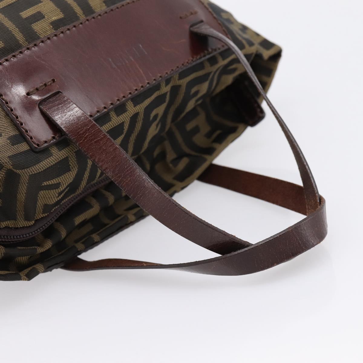 FENDI Zucca Canvas Hand Bag Black Brown Auth 201964