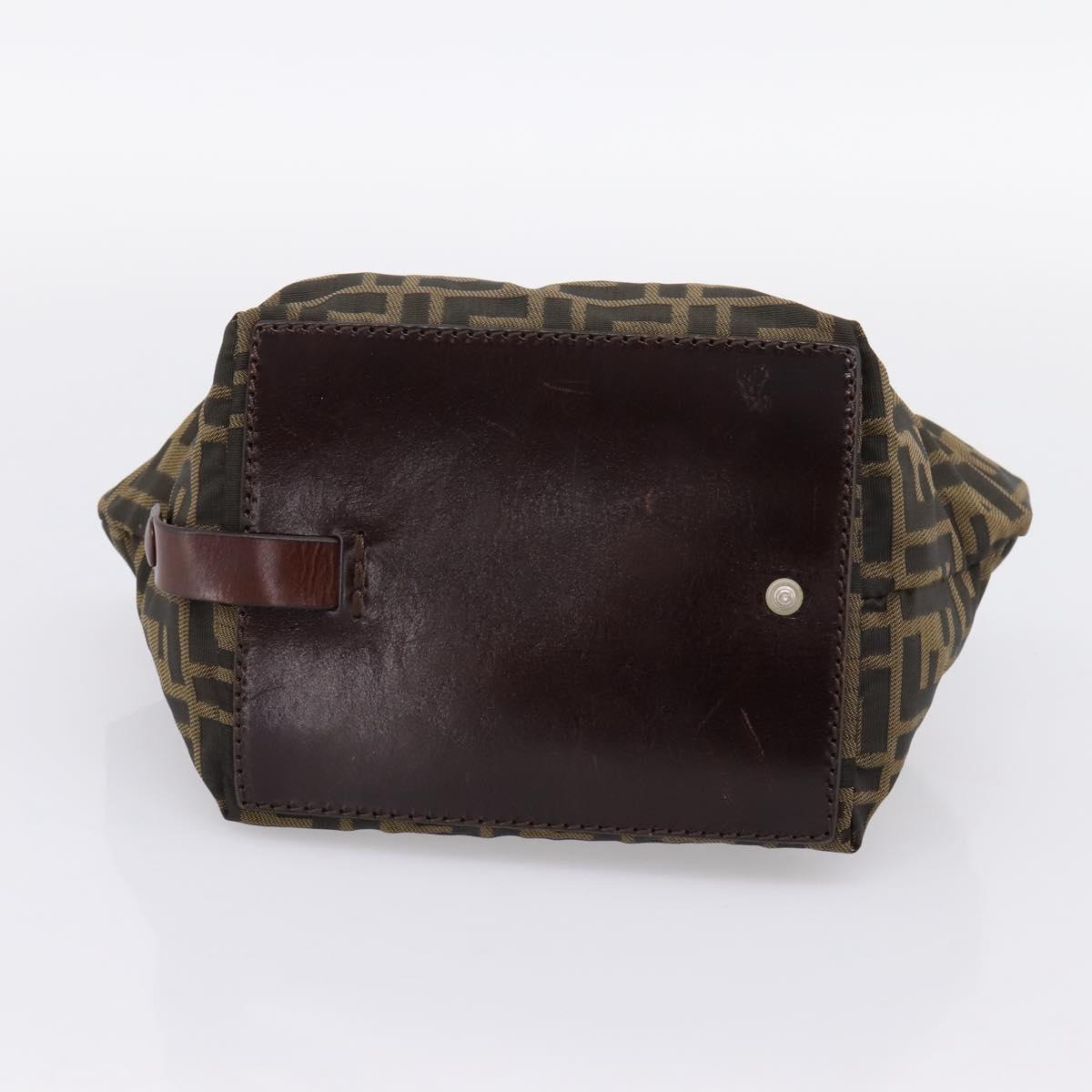 FENDI Zucca Canvas Hand Bag Black Brown Auth 201964
