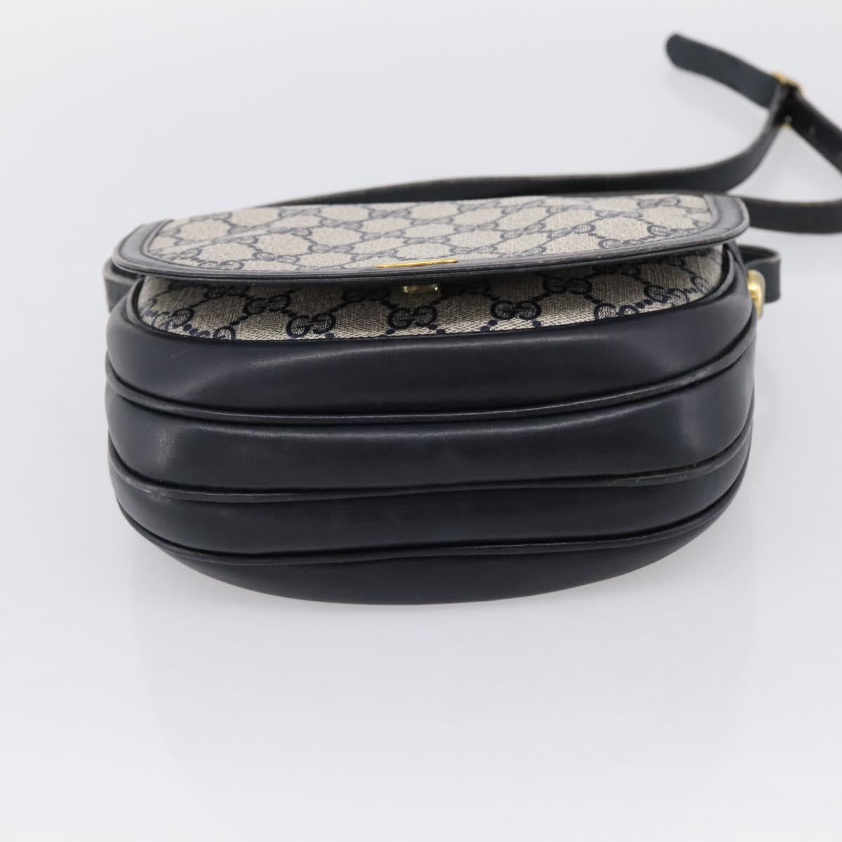 GUCCI GG Supreme Shoulder Bag PVC Navy Gold Auth 201965
