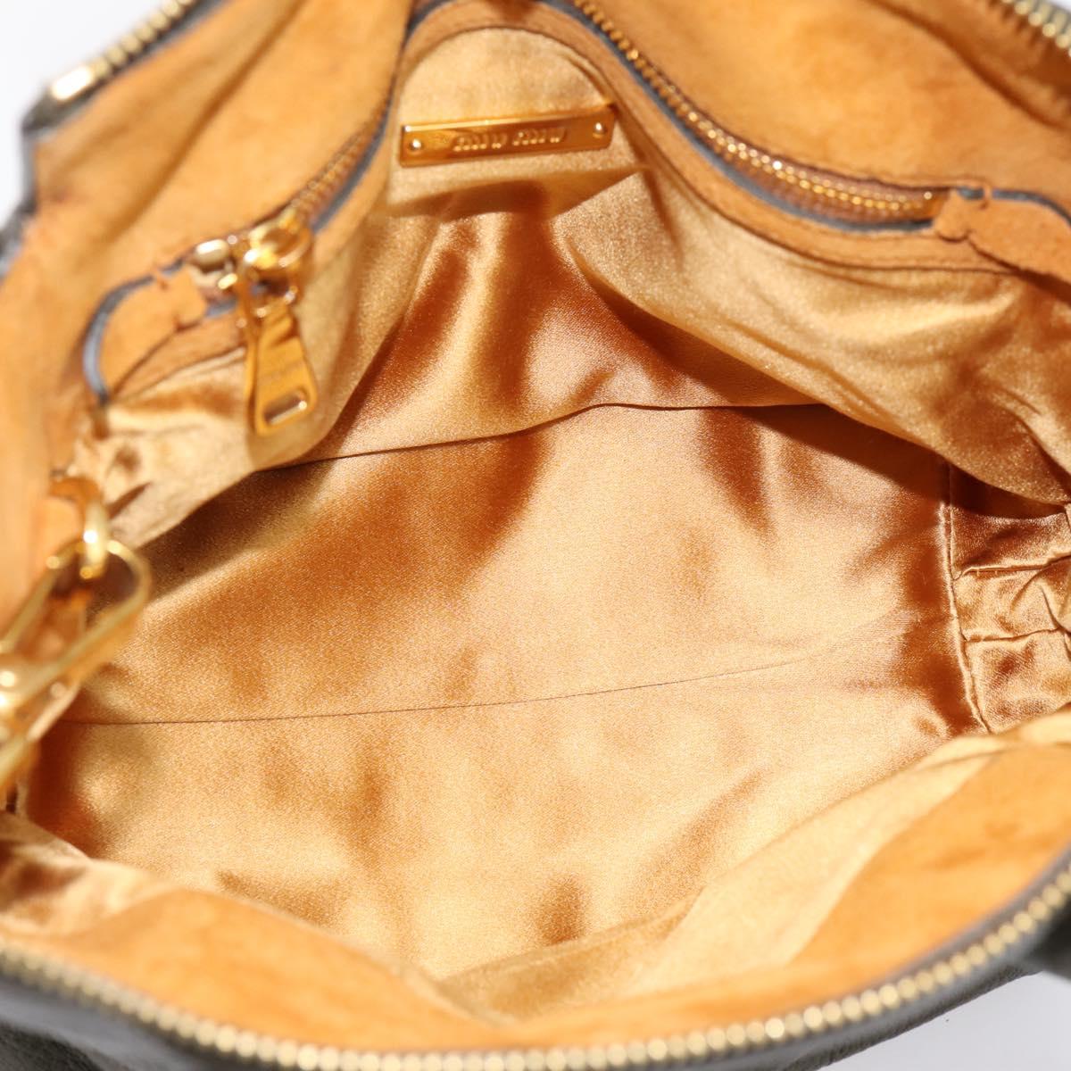 Miu Miu Hand Bag Leather 2way Khaki Gold Auth 201966A