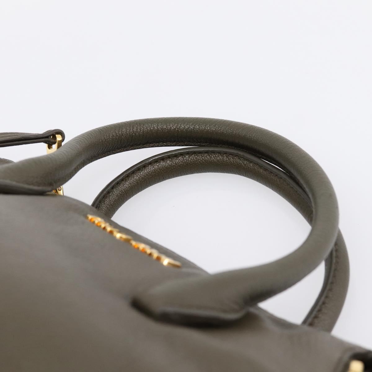 Miu Miu Hand Bag Leather 2way Khaki Gold Auth 201966A