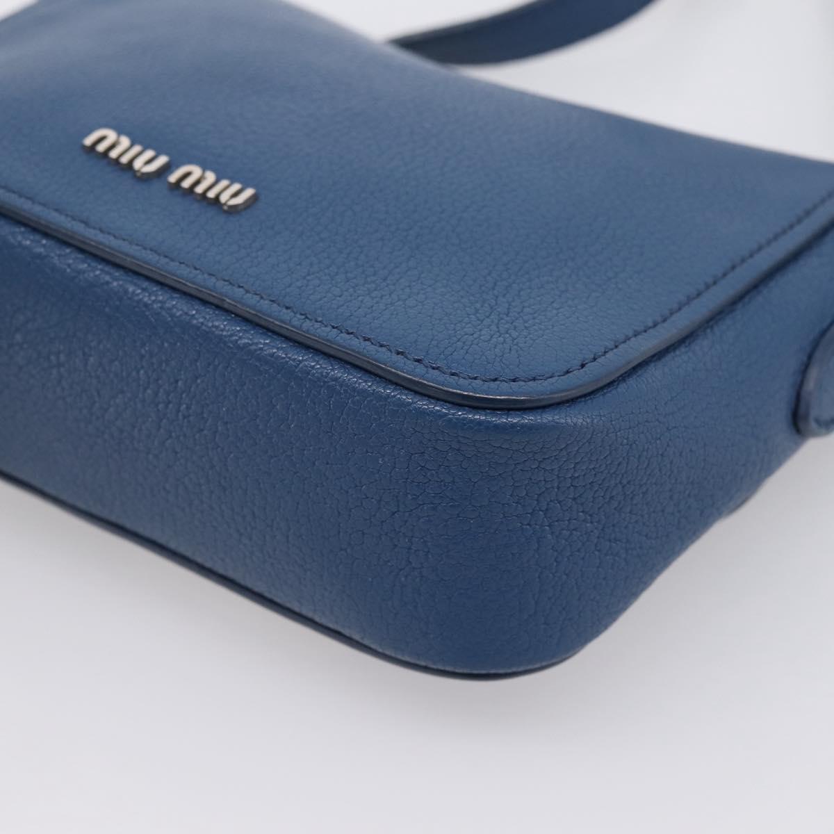 Miu Miu Shoulder Bag Leather Blue Silver Auth 201970A