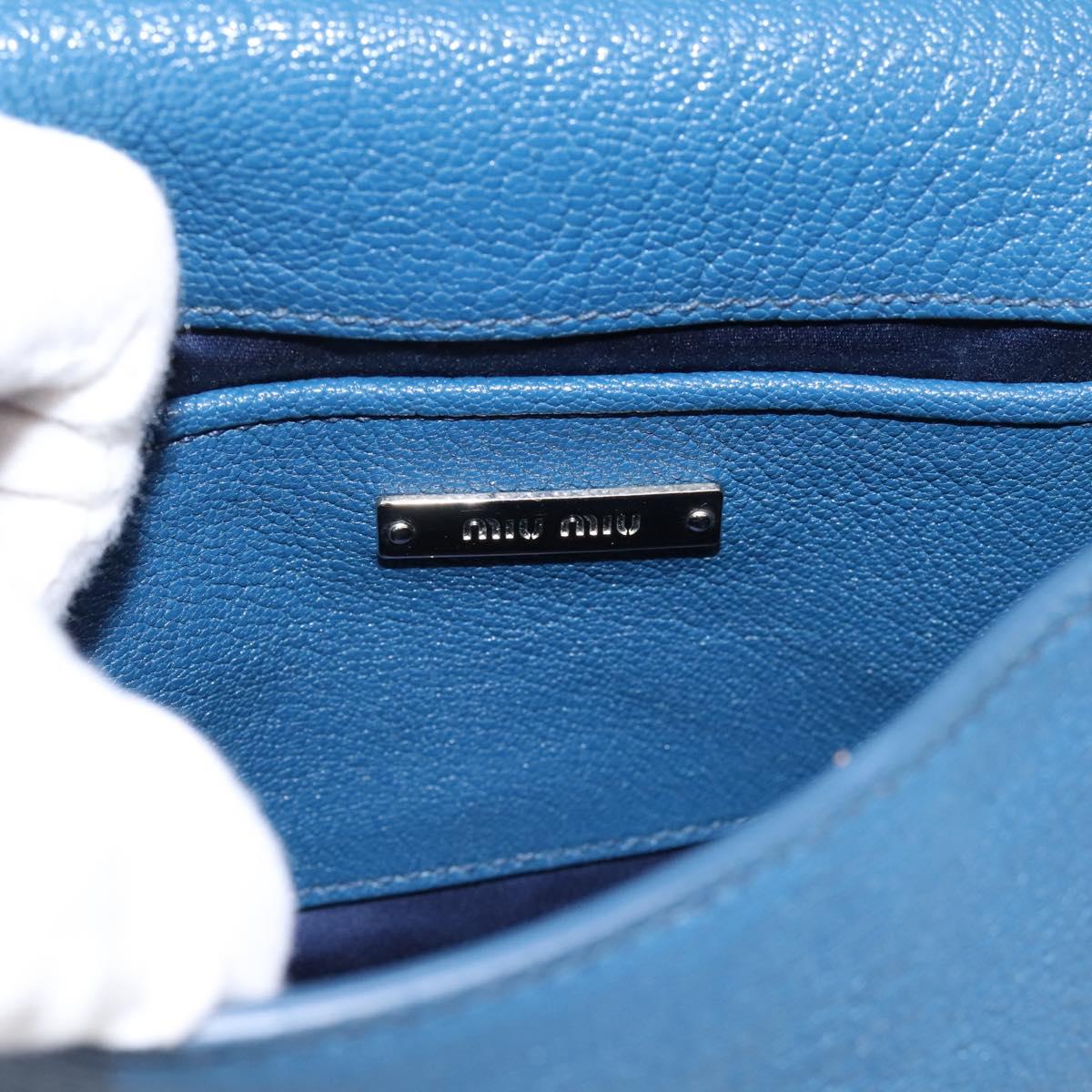 Miu Miu Shoulder Bag Leather Blue Silver Auth 201970A