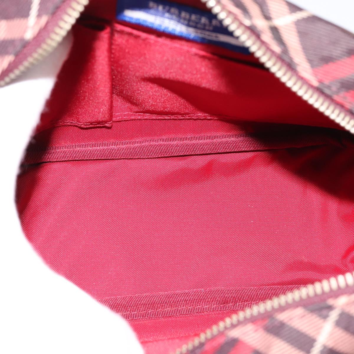 BURBERRY Nova Check Blue Label Shoulder Bag Canvas Red Silver Auth 201971A