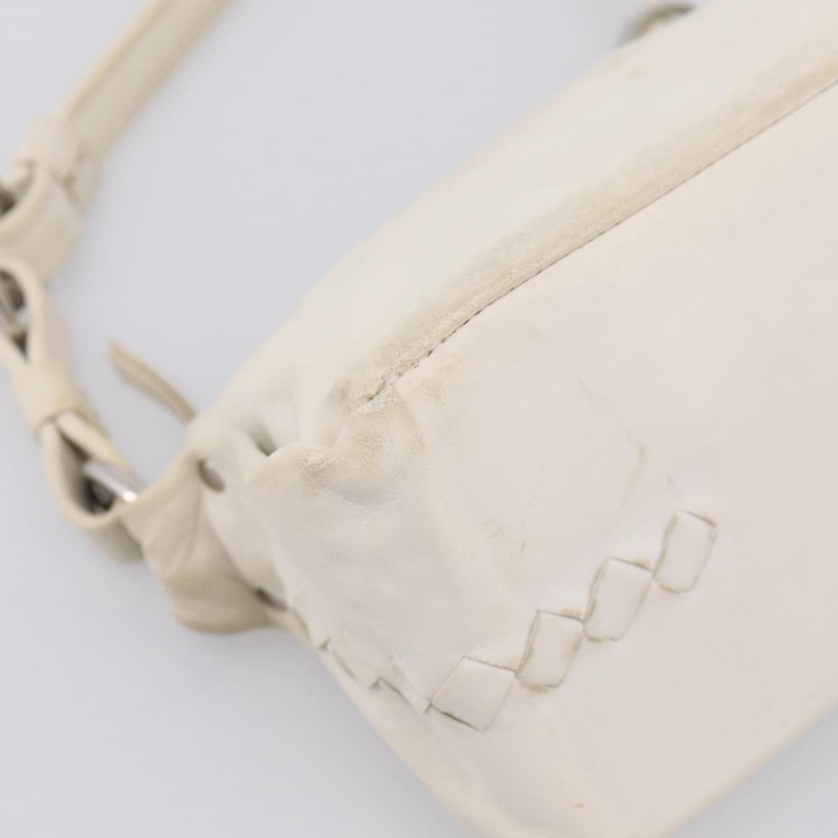 BOTTEGA VENETA Shoulder Bag Leather White Gold Auth 201972