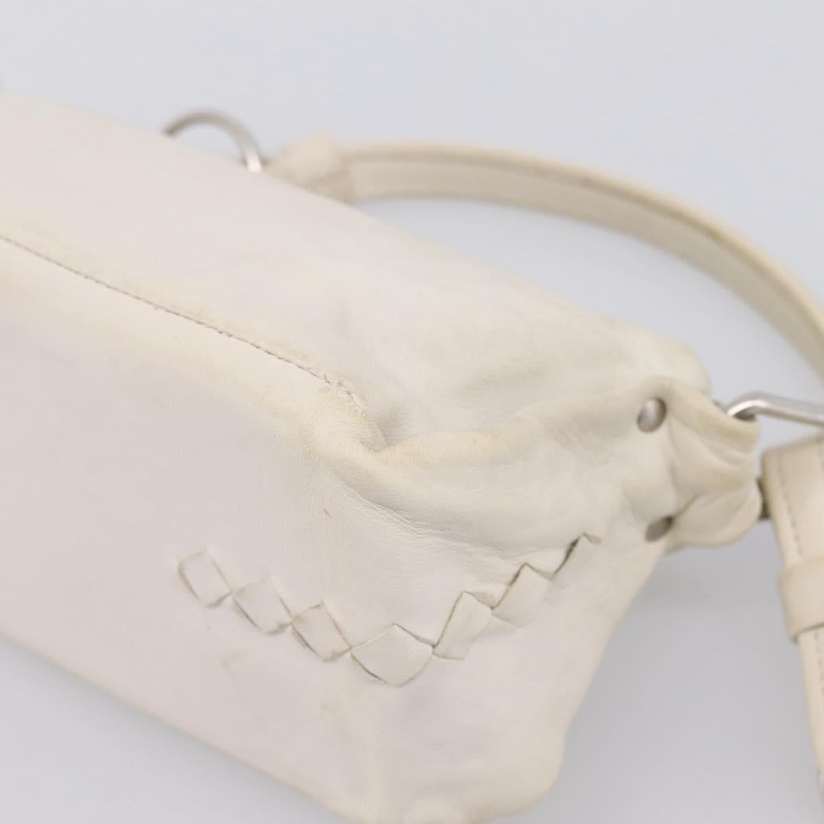 BOTTEGA VENETA Shoulder Bag Leather White Gold Auth 201972