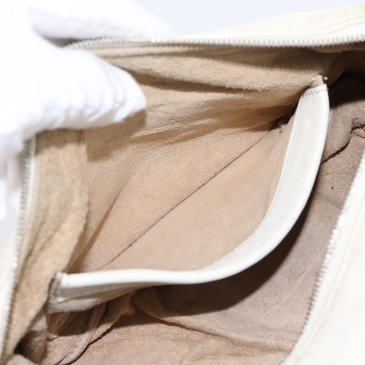 BOTTEGA VENETA Shoulder Bag Leather White Gold Auth 201972