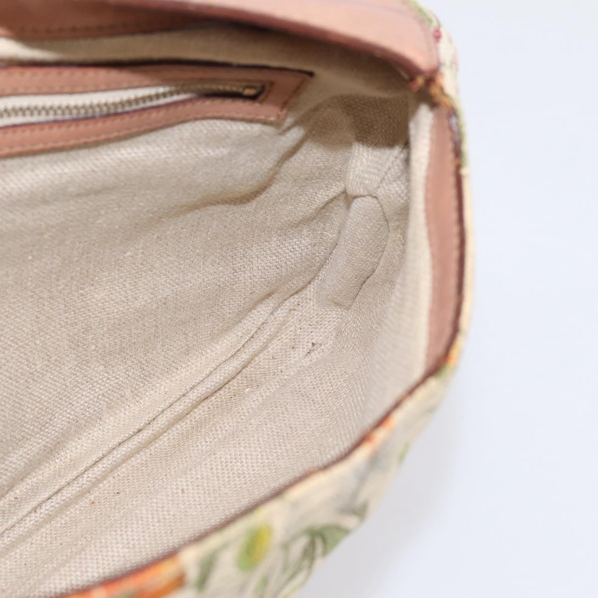 GUCCI Jackie Flora Shoulder Bag Canvas Beige Gold 137335 Auth 201974
