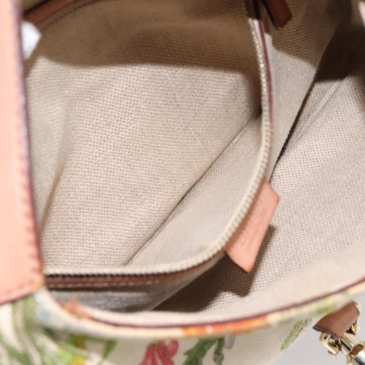 GUCCI Jackie Flora Shoulder Bag Canvas Beige Gold 137335 Auth 201974