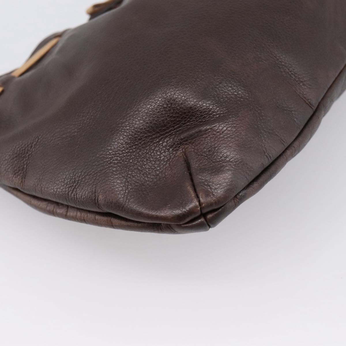 Miu Miu Shoulder Bag Leather Brown Silver Auth 201975