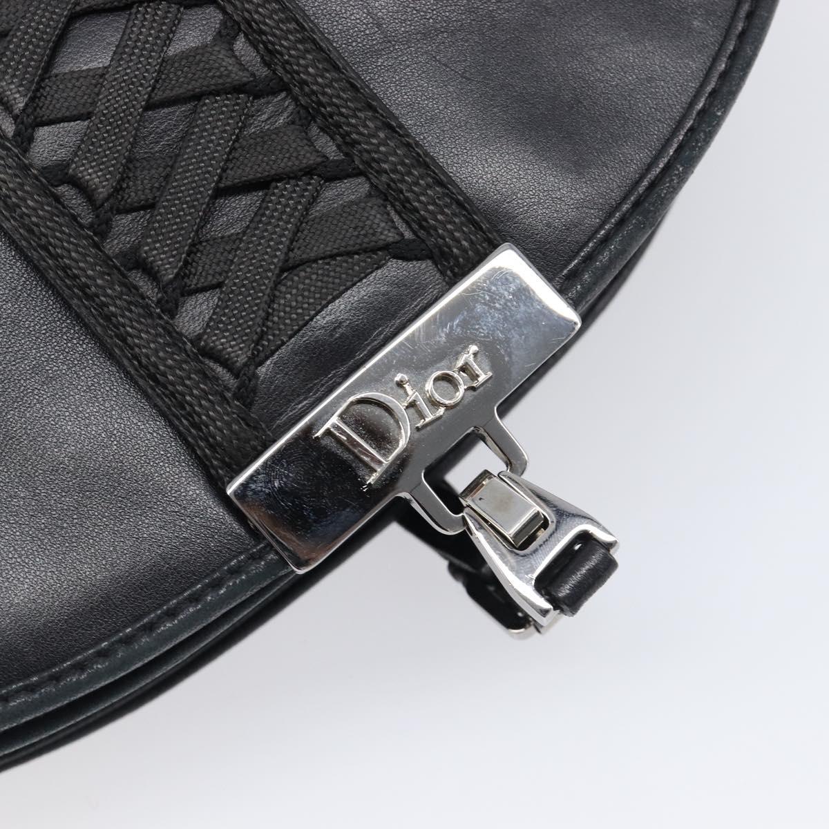 Christian Dior Admit It Shoulder Bag Leather Black Silver Auth 201980A