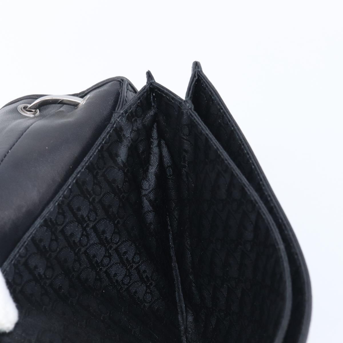 Christian Dior Admit It Shoulder Bag Leather Black Silver Auth 201980A