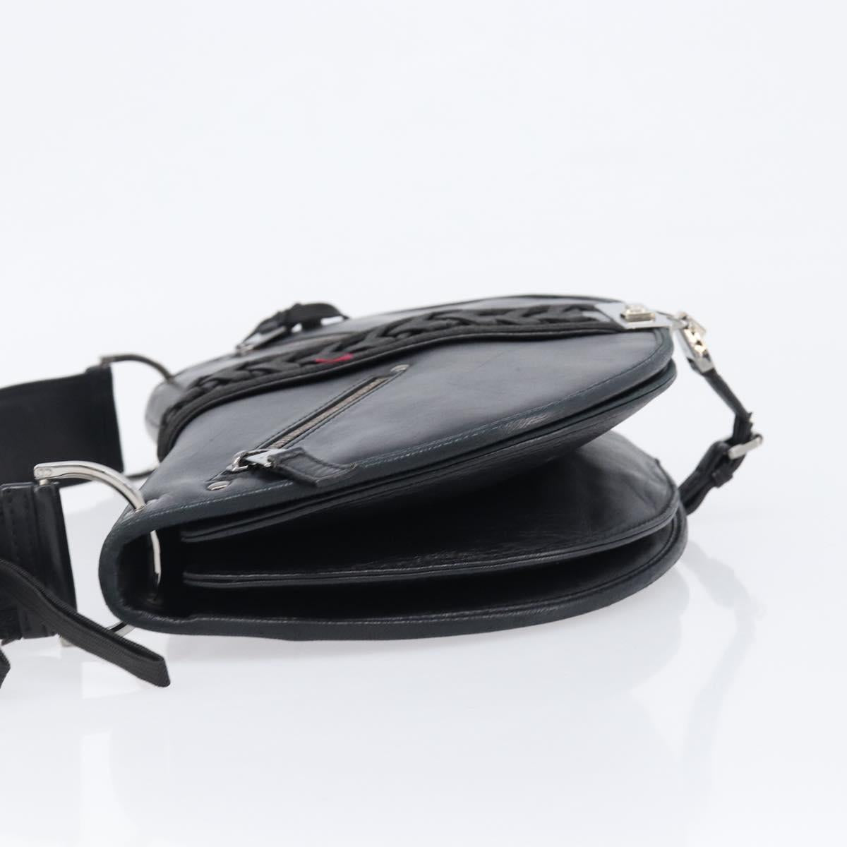 Christian Dior Admit It Shoulder Bag Leather Black Silver Auth 201980A