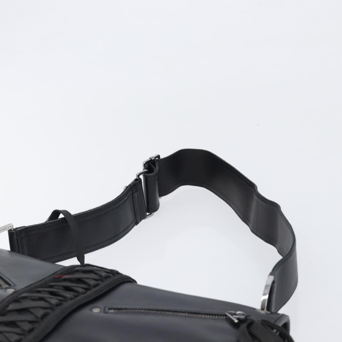Christian Dior Admit It Shoulder Bag Leather Black Silver Auth 201980A