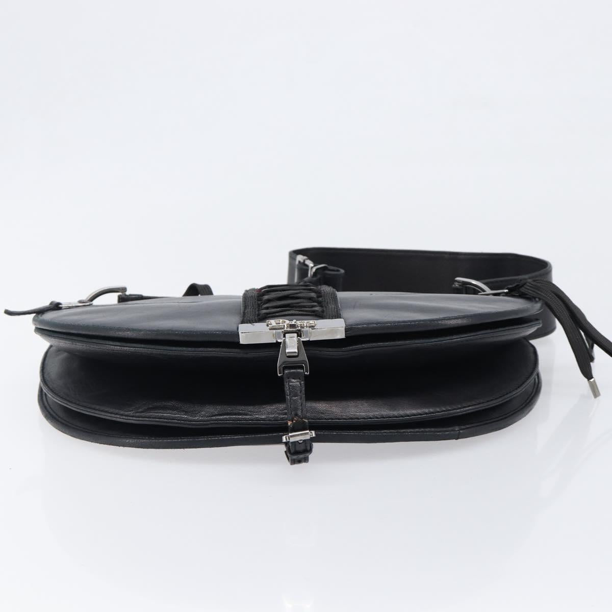 Christian Dior Admit It Shoulder Bag Leather Black Silver Auth 201980A