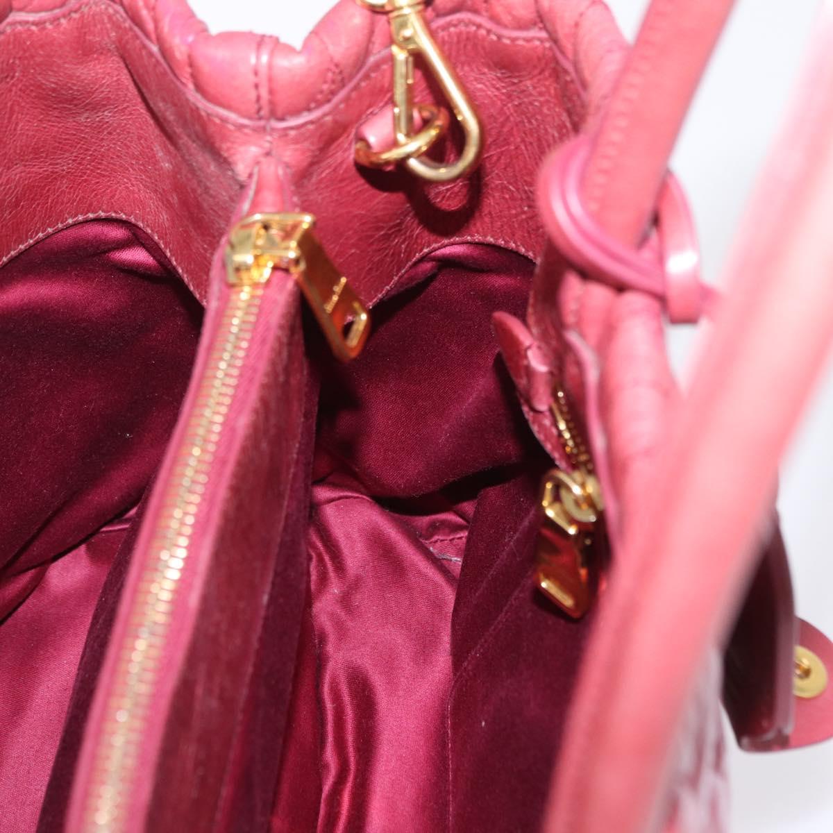 Miu Miu Matelasse Hand Bag Leather 2way Pink Gold Auth 201984A