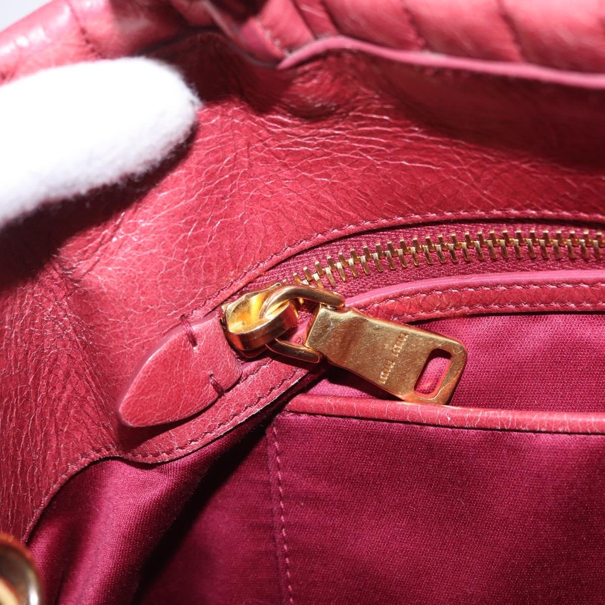 Miu Miu Matelasse Hand Bag Leather 2way Pink Gold Auth 201984A