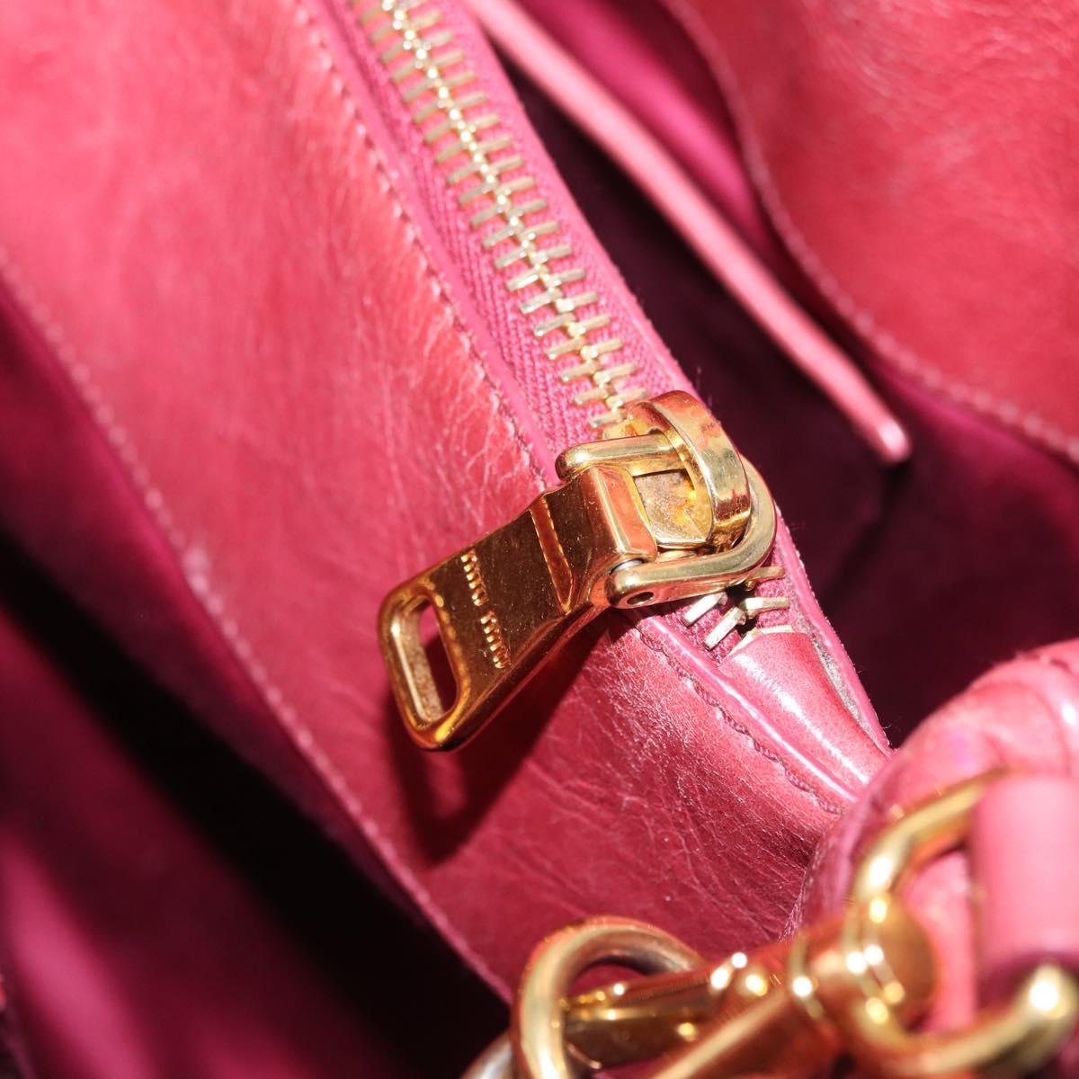 Miu Miu Matelasse Hand Bag Leather 2way Pink Gold Auth 201984A