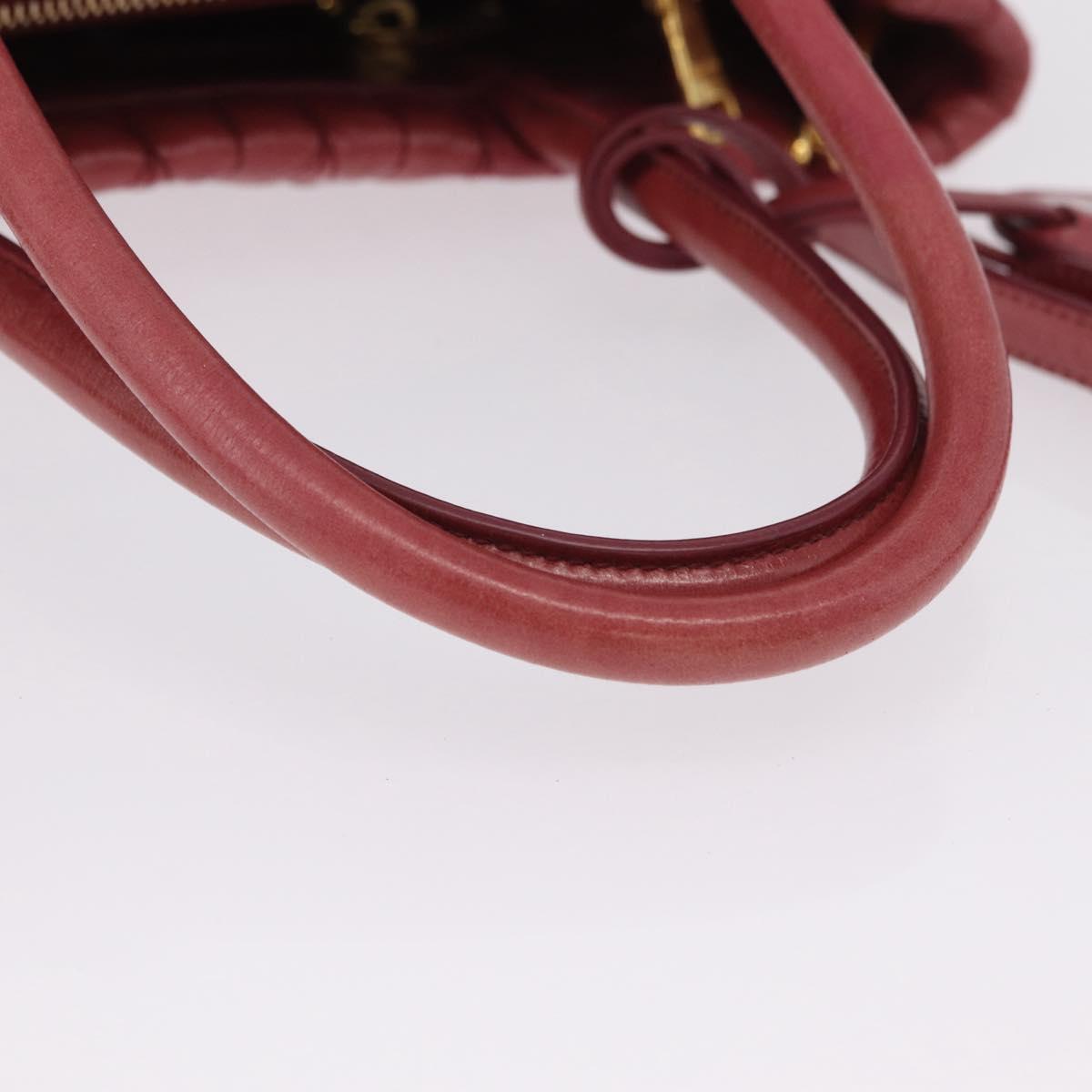 Miu Miu Matelasse Hand Bag Leather 2way Pink Gold Auth 201984A